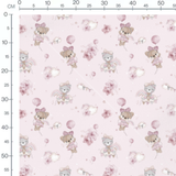 Tissu - Oursons roses et ballons roses