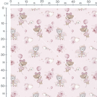 Tissu - Oursons roses et ballons roses