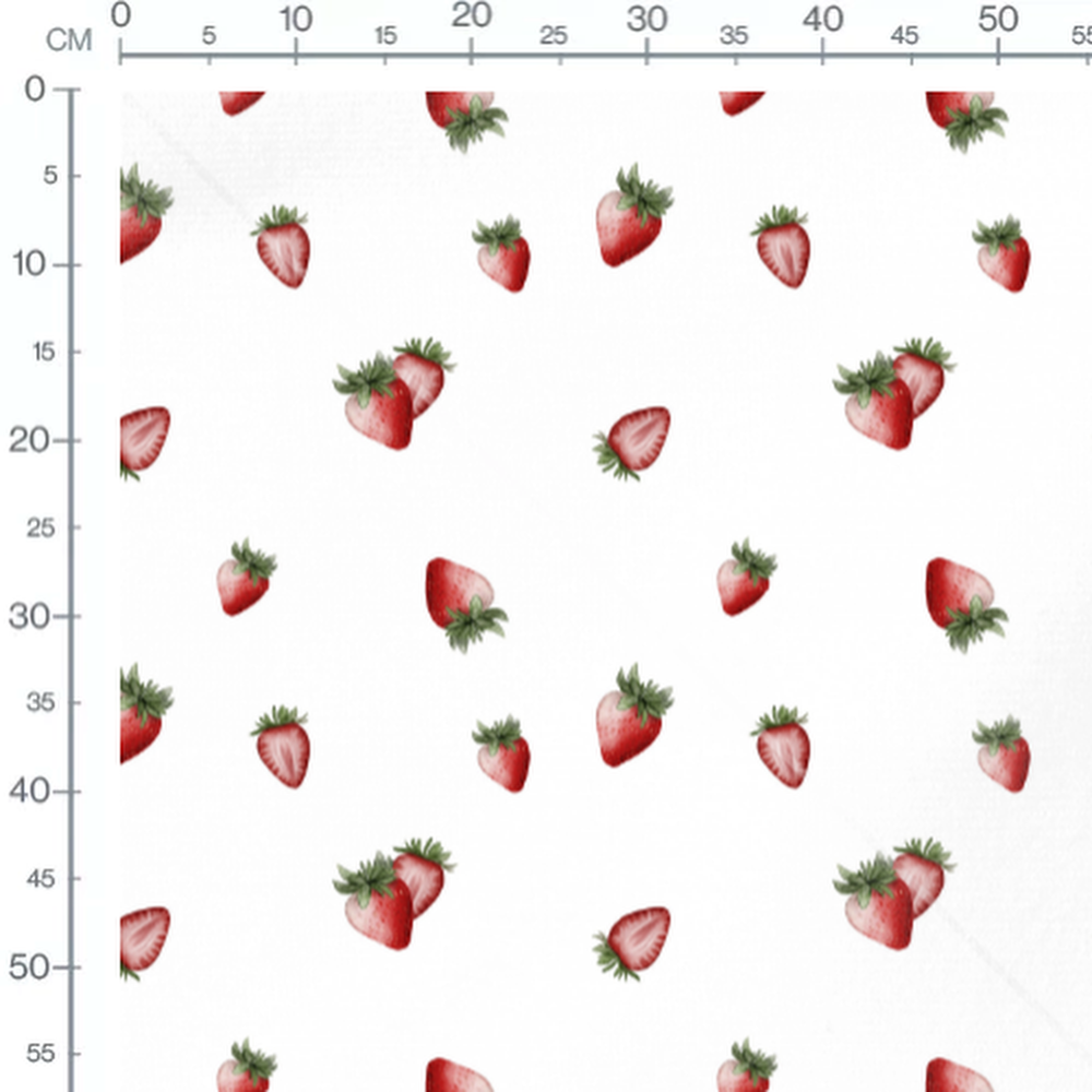 Tissu - Fraises entières et coupées