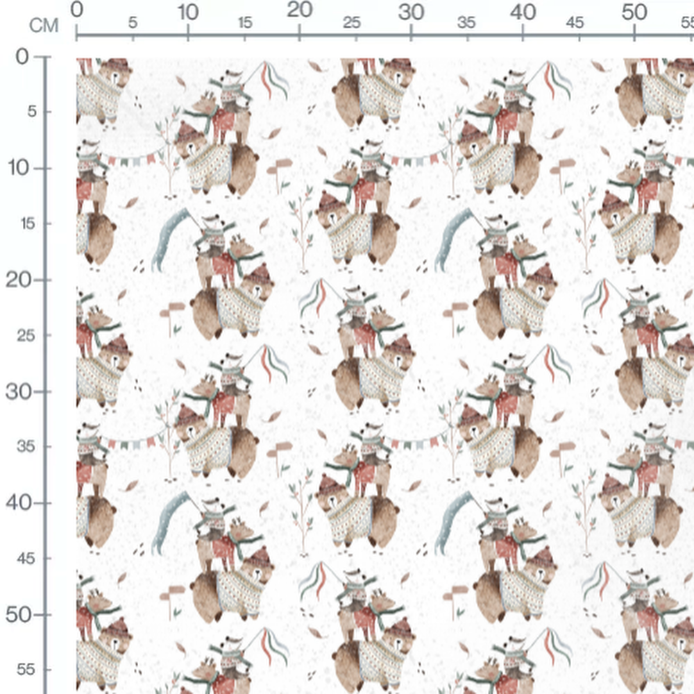 Tissu - Ours en pull et écharpe