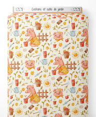 Tissu - Cochons et outils de jardin