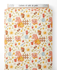 Tissu - Cochons et outils de jardin