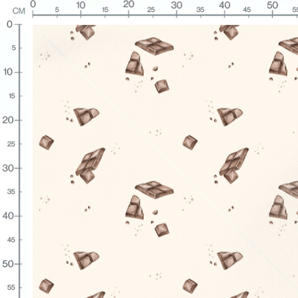 Tissu - Chocolat sur fond crème