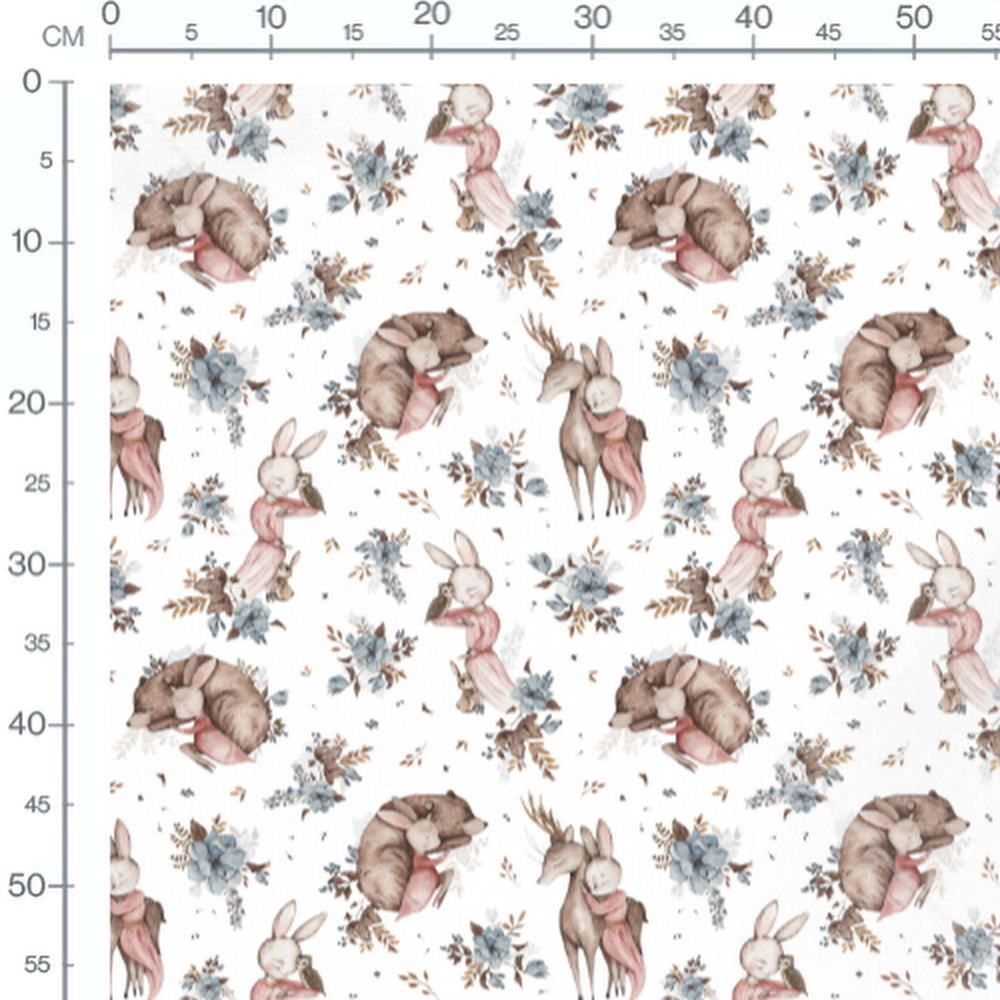 Tissu - Câlins d'animaux en rose