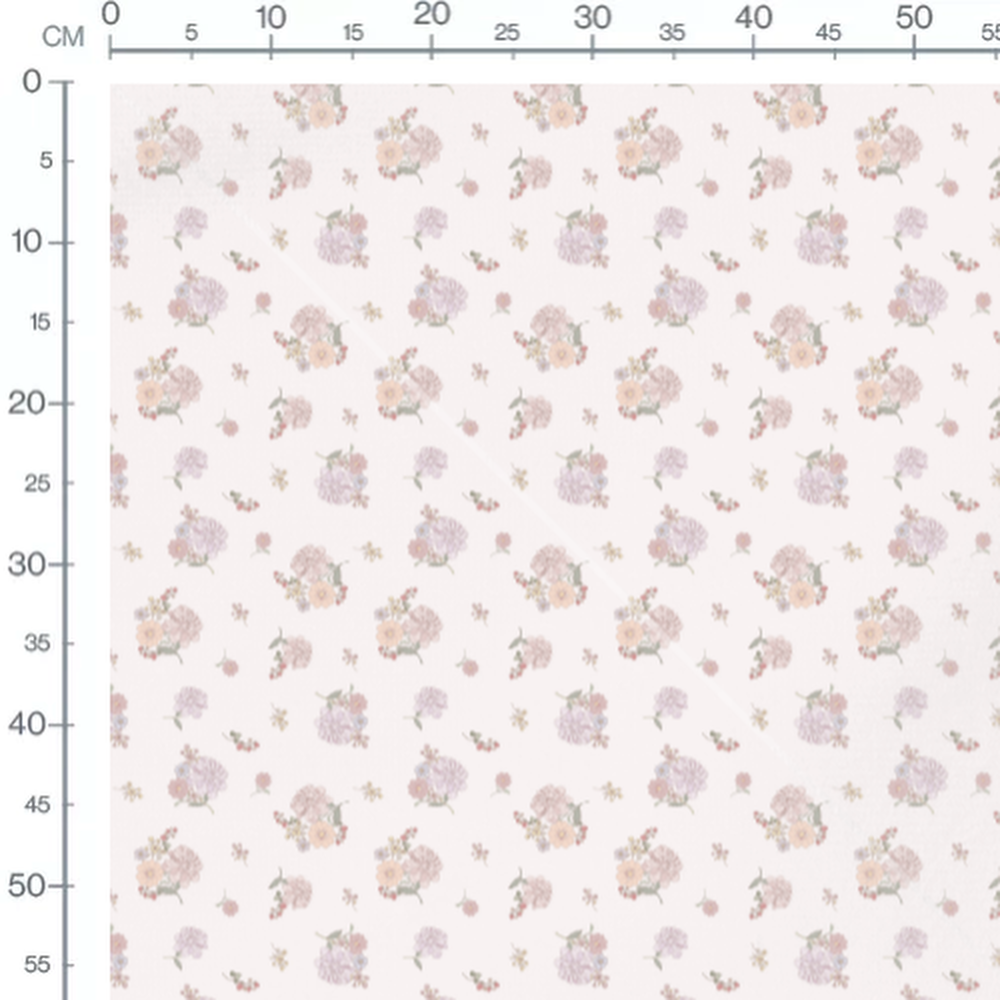 Tissu - Fleurs pastel et baies rouges 4