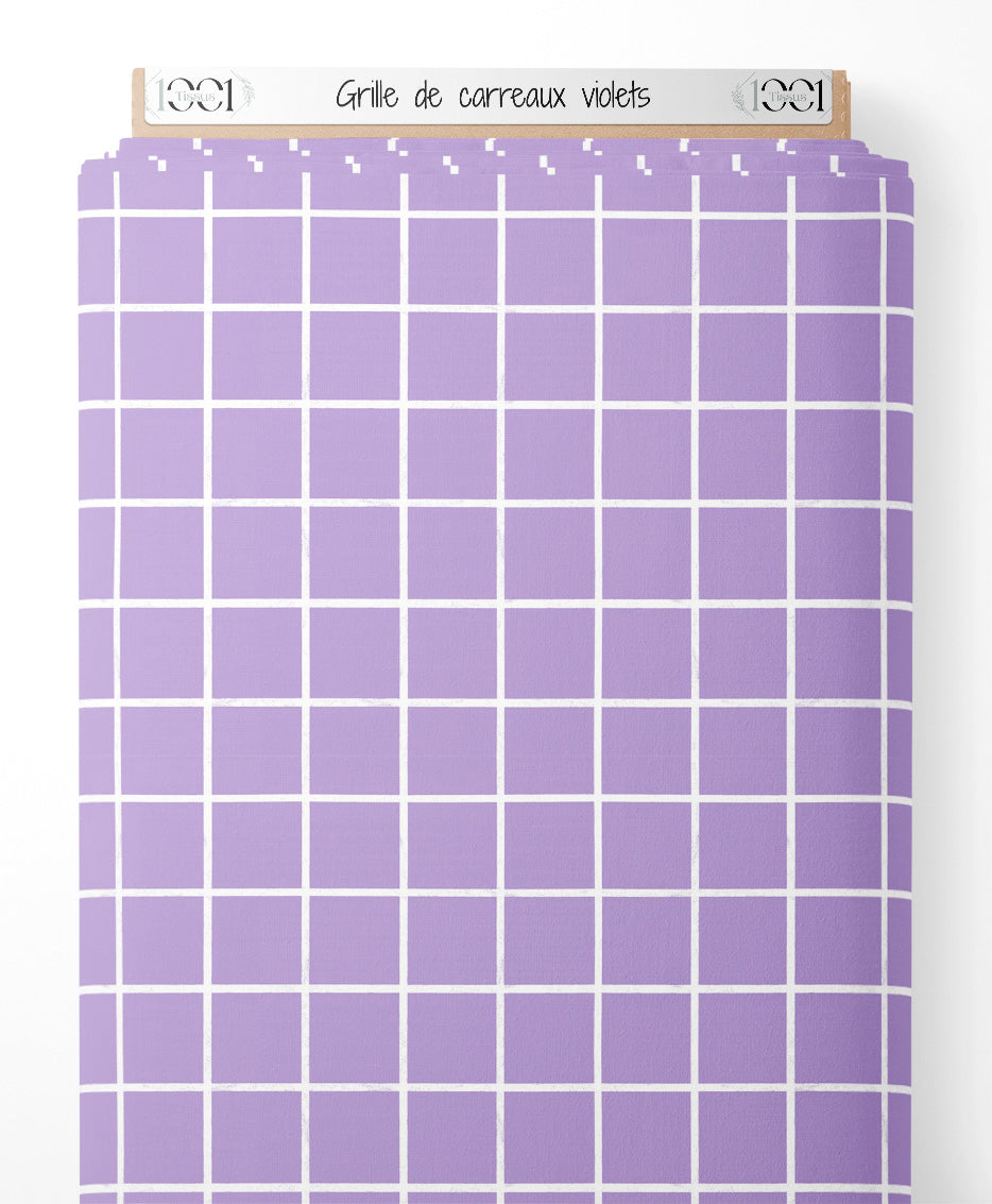 Tissu - Grille de carreaux violets