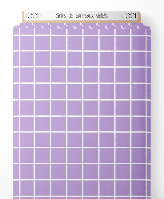 Tissu - Grille de carreaux violets