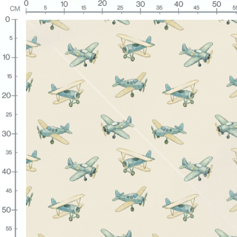 Tissu - Avions vintage aquarelle