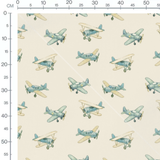 Tissu - Avions vintage aquarelle