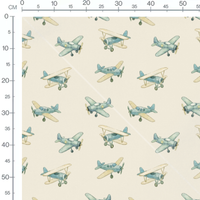 Tissu - Avions vintage aquarelle