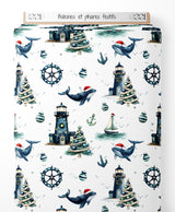 Tissu - Baleines et phares festifs