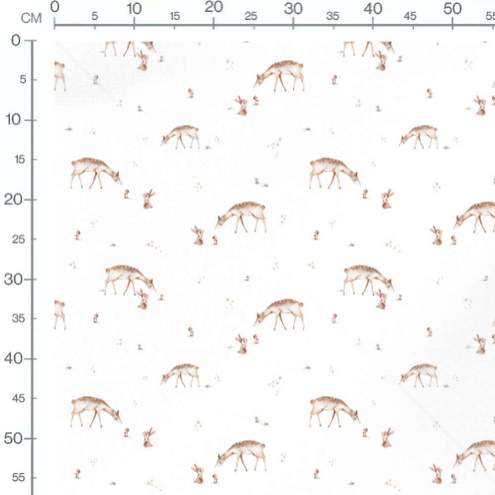 Tissu - Faons et lapins bruns doux