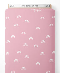 Tissu - Arcs blancs sur rose