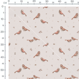 Tissu - Oiseaux beiges sur crème