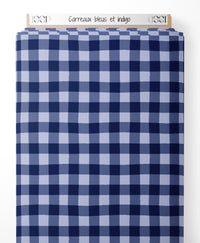 Tissu - Carreaux bleus et indigo