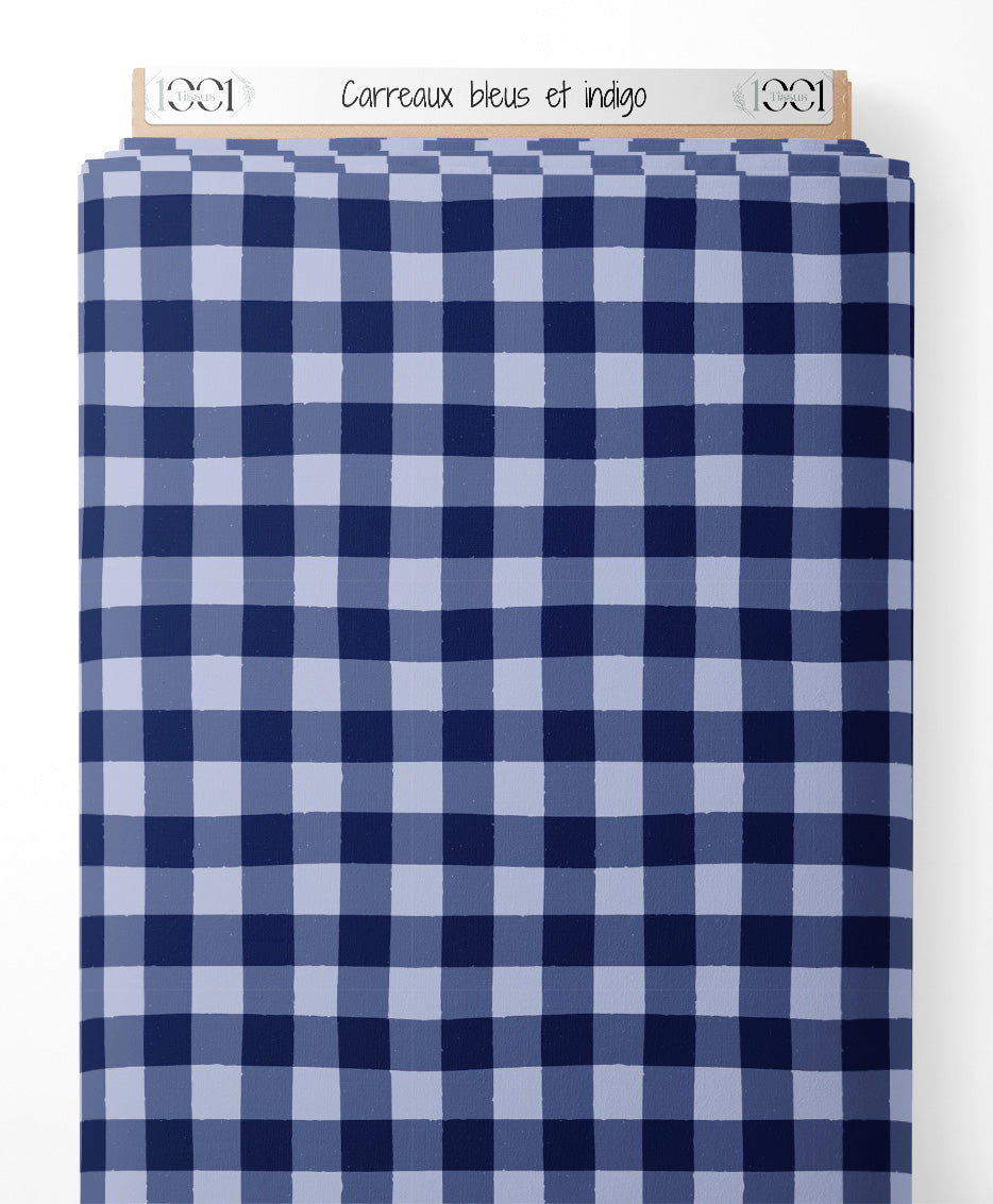 Tissu - Carreaux bleus et indigo