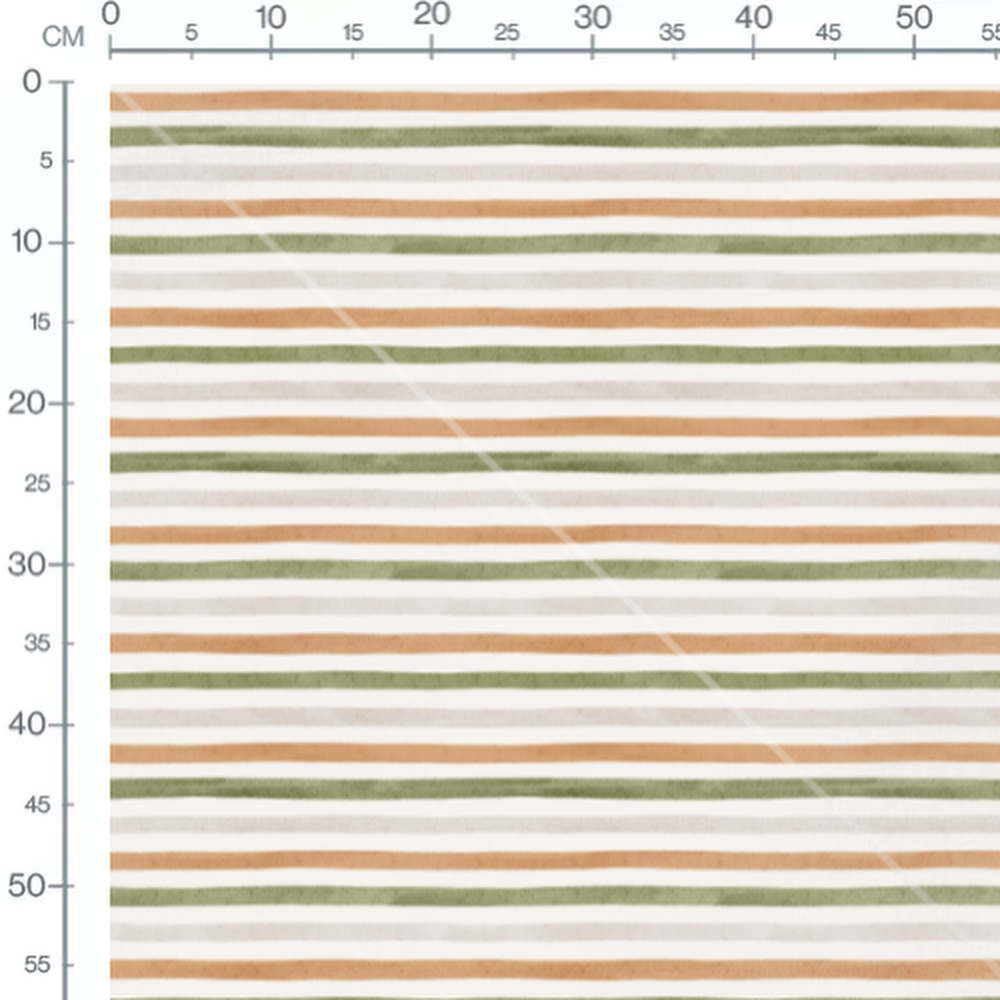 Tissu - Rayures aquarelle vertes et brunes