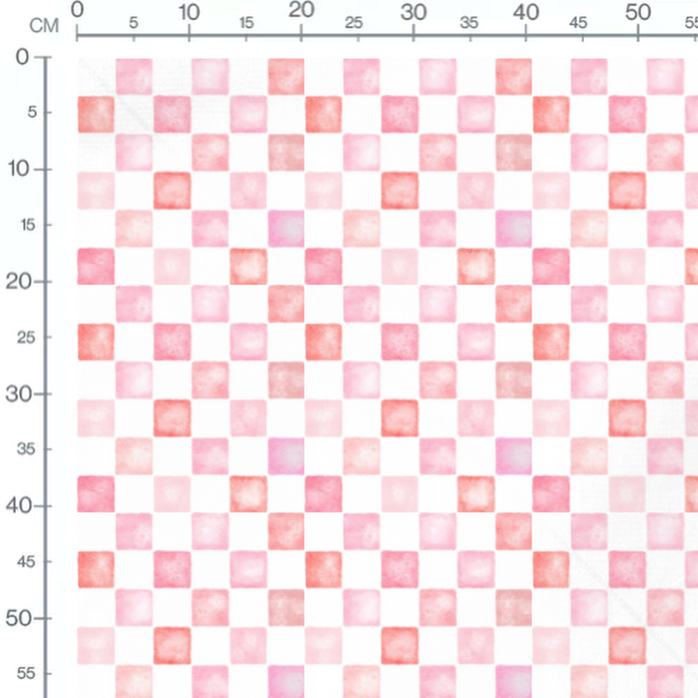 Tissu - Carrés roses aquarelle