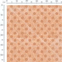 Tissu - Fleurs orange sur fond beige