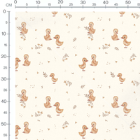Tissu - Canetons et feuillages beige