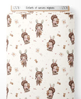 Tissu - Enfants et oursons mignons