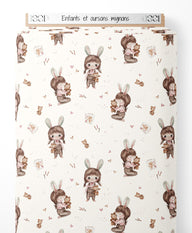 Tissu - Enfants et oursons mignons