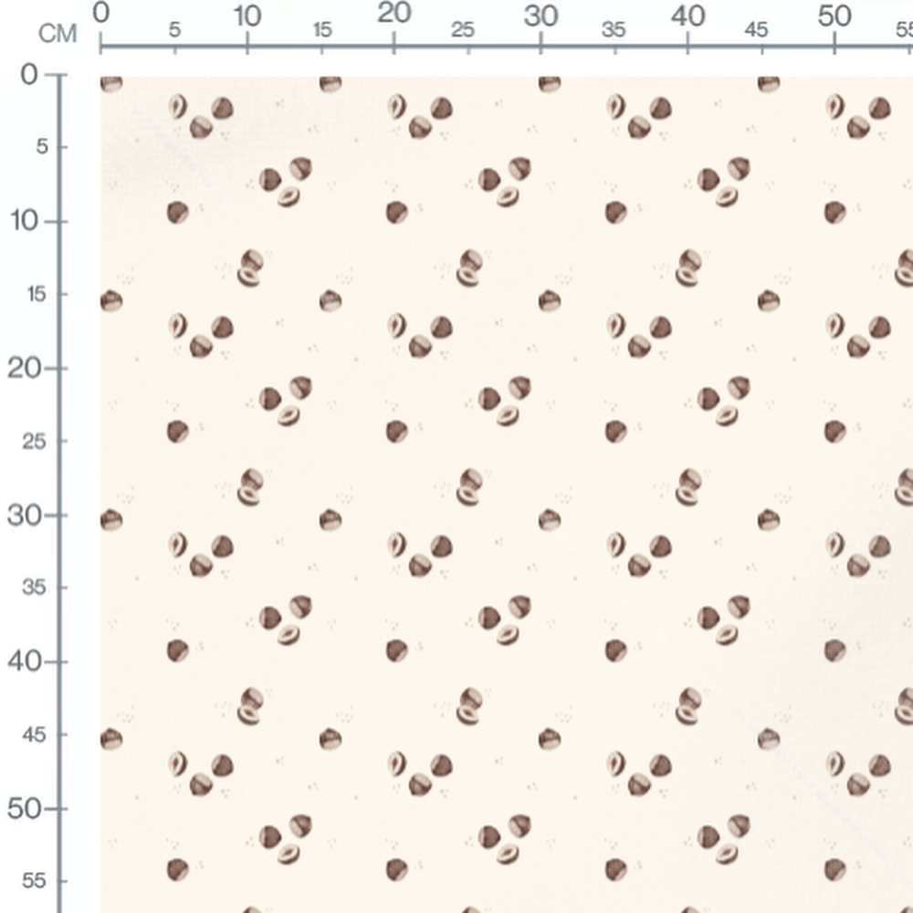 Tissu - Noisettes brunes sur crème