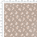 Tissu - Fleurs blanches et feuillage beige