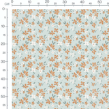 Tissu - Fleurs orange et blanches clair