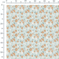 Tissu - Fleurs orange et blanches clair
