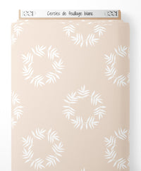 Tissu - Cercles de feuillage blanc