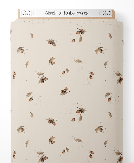 Tissu - Glands et feuilles brunes
