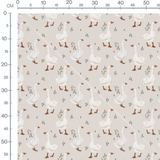 Tissu - Oies blanches sur fond beige