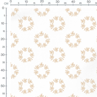 Tissu - Feuilles beiges sur blanc