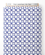 Tissu - Fleurs géométriques bleu foncé