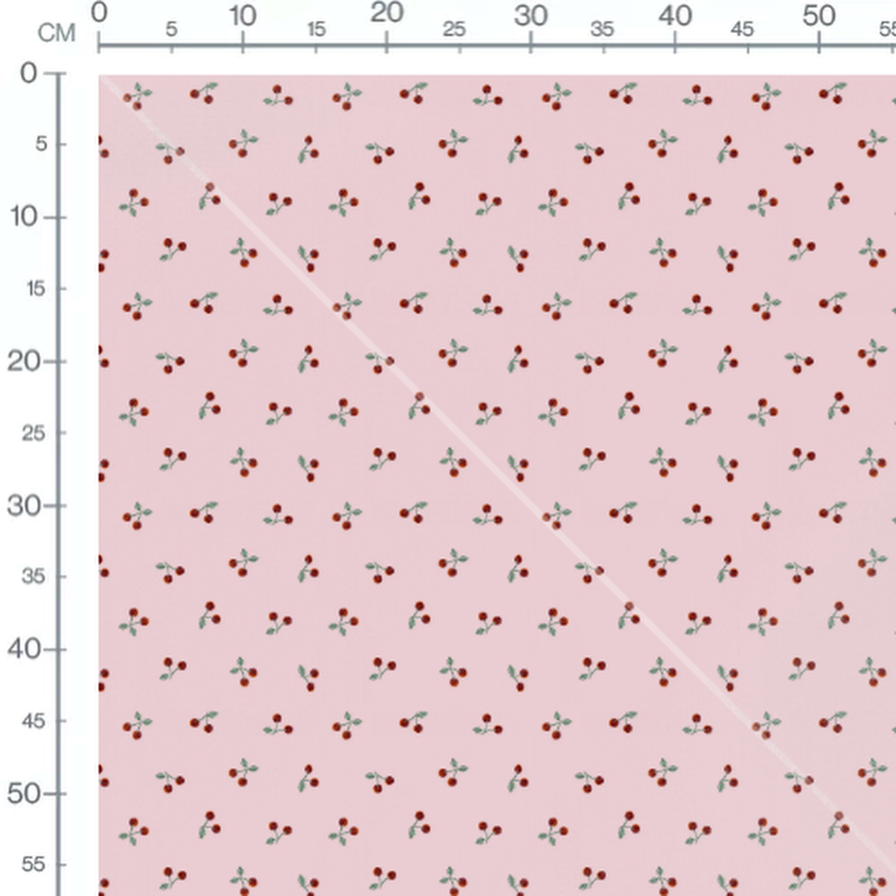 Tissu - Branches de cerises sur rose