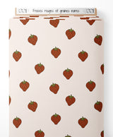 Tissu - Fraises rouges et graines noires