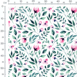 Tissu - Fleurs roses sur fond blanc 4