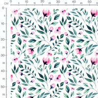 Tissu - Fleurs roses sur fond blanc 4
