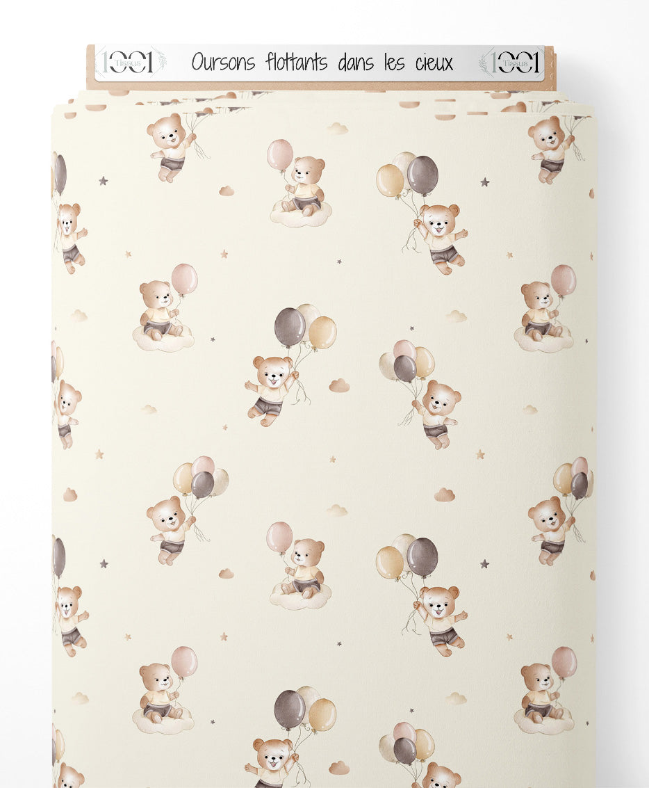 Tissu - Oursons flottants dans les cieux