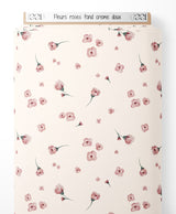 Tissu - Fleurs roses sur fond crème doux