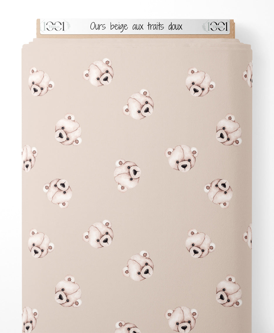 Tissu - Ours beige aux traits doux