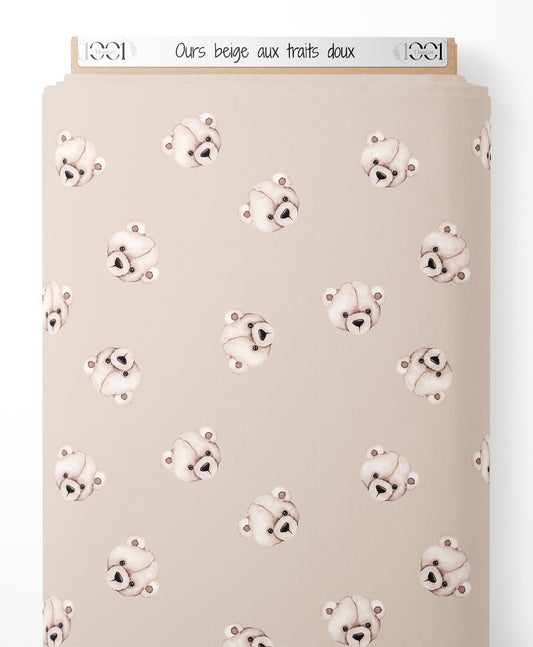 Tissu - Ours beige aux traits doux