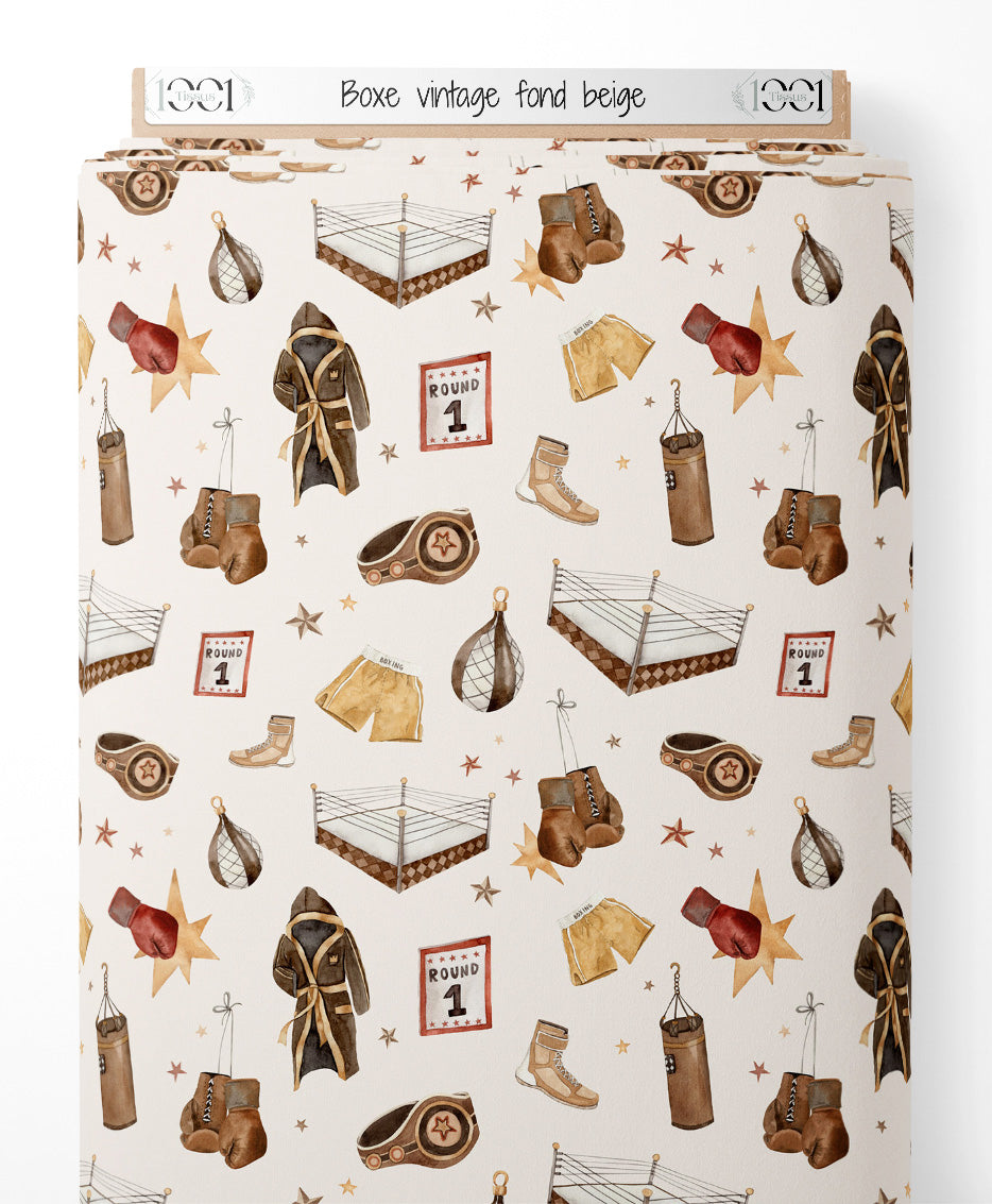 Tissu - Boxe vintage sur fond beige