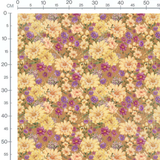 Tissu - Fleurs jaunes et violettes marron