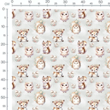 Tissu - Animaux mignons et fleurs