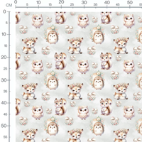 Tissu - Animaux mignons et fleurs