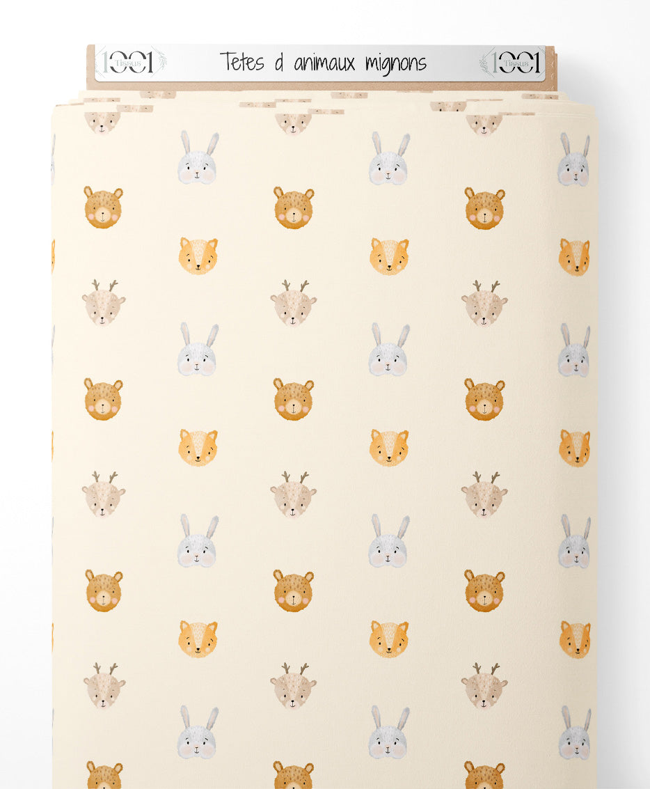 Tissu - Têtes d'animaux mignons