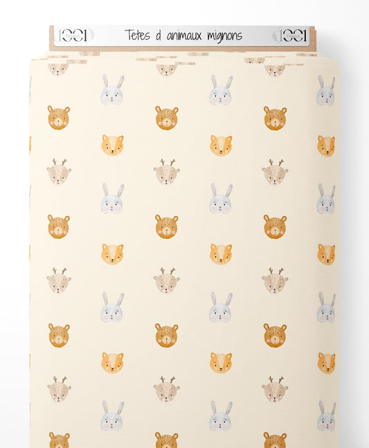 Tissu - Têtes d'animaux mignons