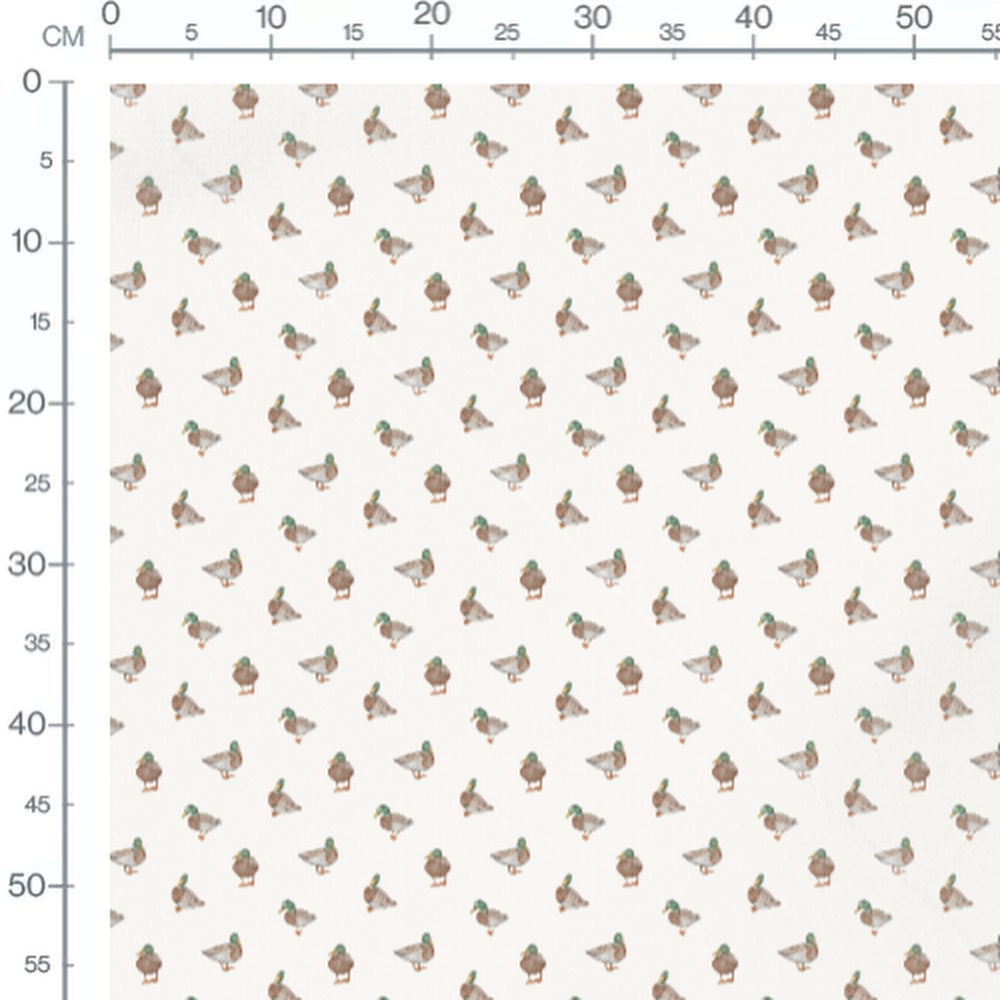 Tissu - Canards marron et vert